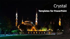  Presentation with blue night - Theme consisting of blue-mosque-in-the-city background and a black colored foreground
