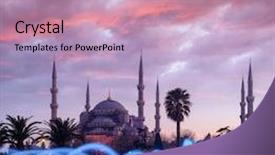  Presentation with area - Slide deck featuring blue mosque located place istambul background and a coral colored foreground