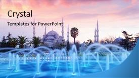  Presentation with area - Cool new presentation theme with blue mosque located place istambul backdrop and a lemonade colored foreground