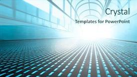  Presentation with airport - Audience pleasing PPT theme consisting of blue moving escalator in airport backdrop and a cool aqua colored foreground