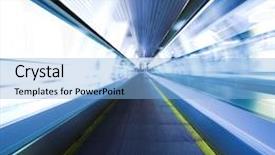  Presentation with moving - Audience pleasing slide set consisting of blue moving escalator in the office hall perspective view backdrop and a light blue colored foreground