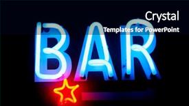  Presentation with blue neon - Presentation design enhanced with blue neon bar sign advertising background and a black colored foreground
