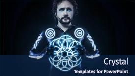  Presentation with blue neon - Slide set with blue neon lights the future background and a navy blue colored foreground