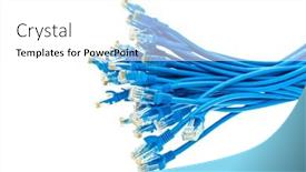  Presentation with cables - Amazing slide set having blue-network-cables-isolated backdrop and a white colored foreground