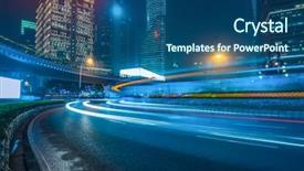  Presentation with blue night - Colorful PPT theme enhanced with blue night - car driving on road backdrop and a ocean colored foreground