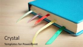  Presentation with notebook - Beautiful slides featuring blue notebook with bookmarks backdrop and a lemonade colored foreground