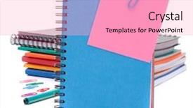  Presentation with notebook paper pieces of ready - Amazing presentation theme having blue notebook with notice papers backdrop and a  colored foreground