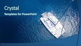  Presentation with yacht - PPT theme featuring blue ocean - amazing view to yacht sailing background and a ocean colored foreground