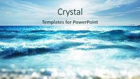  Presentation with sunset beach - Beautiful presentation theme featuring blue ocean - beach in sunset time tilt backdrop and a light blue colored foreground