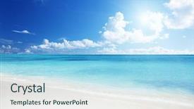  Presentation with sand ocean - PPT layouts consisting of blue ocean - sand of beach caribbean sea background and a light blue colored foreground