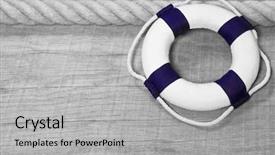  Presentation with nautical - Cool new slide set with blue ocean strategy - nautical wooden background with lifebuoy backdrop and a light gray colored foreground
