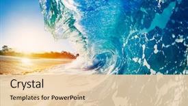  Presentation with blue wave - PPT theme consisting of blue ocean wave crashing background and a lemonade colored foreground
