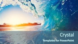  Presentation with blue wave - Beautiful slides featuring blue ocean wave crashing backdrop and a ocean colored foreground