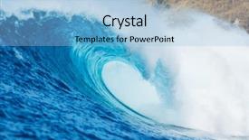  Presentation with water wave - Presentation theme with blue ocean wave view background and a light blue colored foreground