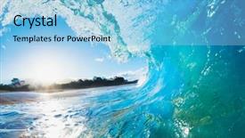  Presentation with blue wave - Presentation with blue ocean wave background and a light blue colored foreground