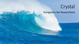  Presentation with ocean wave - Presentation theme featuring blue ocean wave background and a light blue colored foreground