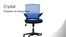  Presentation with office chair - Beautiful theme featuring blue office chair isolated on the white background backdrop and a white colored foreground
