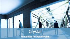  Presentation with blur office of - PPT layouts featuring business city - blue office corridor people mooving background and a light blue colored foreground