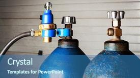  Presentation with oxygen - Amazing slide deck having blue oxygen cylinders close up backdrop and a ocean colored foreground