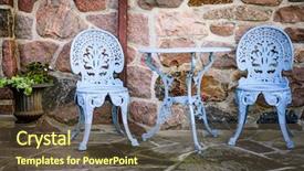  Presentation with outdoor furniture - PPT theme enhanced with blue painted metal outdoor furniture background and a tawny brown colored foreground