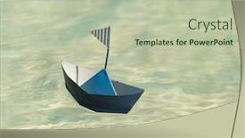  Presentation with blue water - Amazing presentation design having blue-paper-boat-floating backdrop and a mint green colored foreground