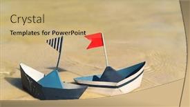  Presentation with boats - Presentation enhanced with blue-paper-boats-floating background and a coral colored foreground