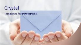  Presentation with envelope - Slides featuring blue paper envelope in hands background and a sky blue colored foreground