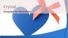  Presentation with satin - Theme consisting of blue-paper-heart-with-red background and a lemonade colored foreground