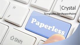  Presentation with keyboard - PPT theme with blue paperless key on keyboard background and a white colored foreground