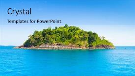  Presentation with paradise island - Colorful slides enhanced with blue paradise rock island backdrop and a light blue colored foreground