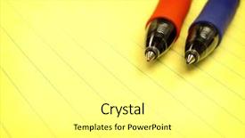  Presentation with yellow legal pad - Amazing slide deck having blue pens on yellow pad backdrop and a white colored foreground