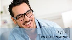  Presentation with black white tree - PPT theme featuring man middle - cheerful trendy guy with black background and a light blue colored foreground