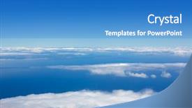  Presentation with altitude - Presentation having blue perfect sky sea of clouds from high altitude in canary islands background and a teal colored foreground