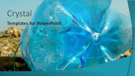  Presentation with blue line - Cool new slides with blue-pet-bottle-near-river backdrop and a teal colored foreground