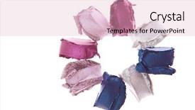  Presentation with cream - Slides with blue pink - cream eyeshadows isolated on white background and a lemonade colored foreground