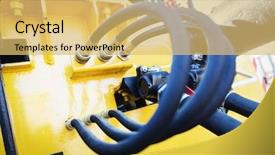  Presentation with components - Amazing slide deck having blue pipes machinery components backdrop and a yellow colored foreground