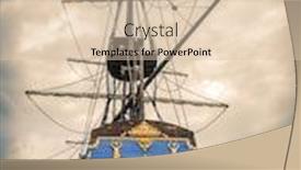  Presentation with sailing ship - Presentation theme enhanced with blue pirate ship sailing in a stormy weather sunset view background and a lemonade colored foreground