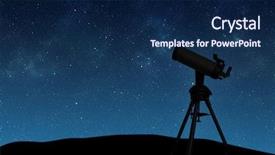  Presentation with telescope - Amazing PPT theme having blue planet earth outer space - telescope silhouette against the starry backdrop and a navy blue colored foreground