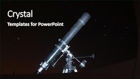  Presentation with telescope - Colorful PPT theme enhanced with blue planet earth outer space - telescope backdrop and a black colored foreground