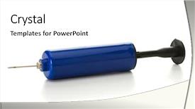  Presentation with pump - Presentation design consisting of blue plastic ball pump isolated background and a white colored foreground