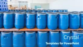  Presentation with barrels - PPT layouts consisting of blue-plastic-barrels-contain background and a ocean colored foreground
