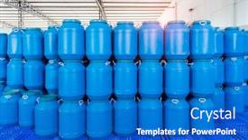  Presentation with barrels - Theme with blue-plastic-barrels-contain background and a cobalt blue colored foreground