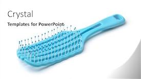  Presentation with plastic - Slides having blue-plastic-hairbrush-isolated background and a white colored foreground