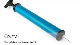  Presentation with pump - Presentation having blue plastic hand air pump background and a white colored foreground
