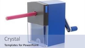  Presentation with plastic - Cool new PPT theme with blue-plastic-rotary-pencil-sharpener backdrop and a teal colored foreground