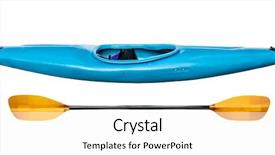  Presentation with kayak - PPT theme consisting of blue plastic whitewater kayak background and a white colored foreground