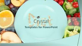  Presentation with blue food - PPT layouts with blue plate surrounded by wholesome food diet close-up background and a cool aqua colored foreground