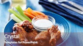  Presentation with bbq chicken - Slide deck featuring blue plate with ranch background and a tawny brown colored foreground