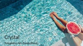  Presentation with tropical holiday - Beautiful presentation theme featuring blue pool slim legs instagram backdrop and a light blue colored foreground