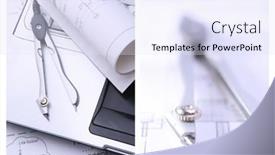  Presentation with compass - Presentation theme enhanced with blue-print-and-plans background and a sky blue colored foreground